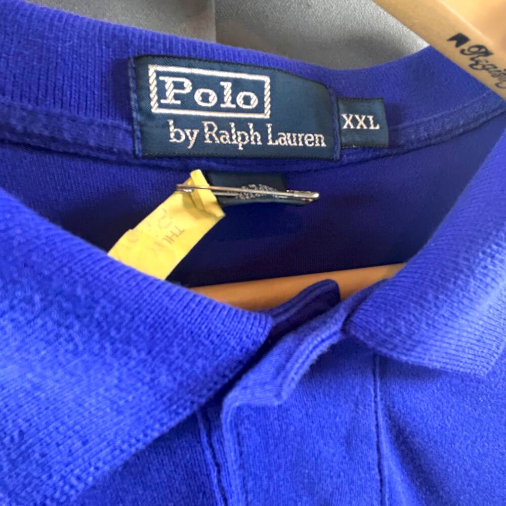 Vintage Polo Ralph Lauren Blue Long Sleeve 90s Preppy Old Money Style XXL - Picture 4 of 12